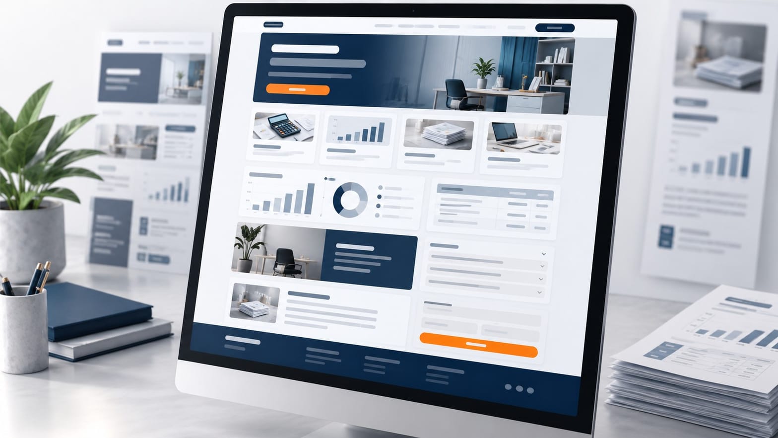 Expert-comptable préparant le cahier des charges d’un site internet de cabinet avec arborescence, contenus, conformité et validation
