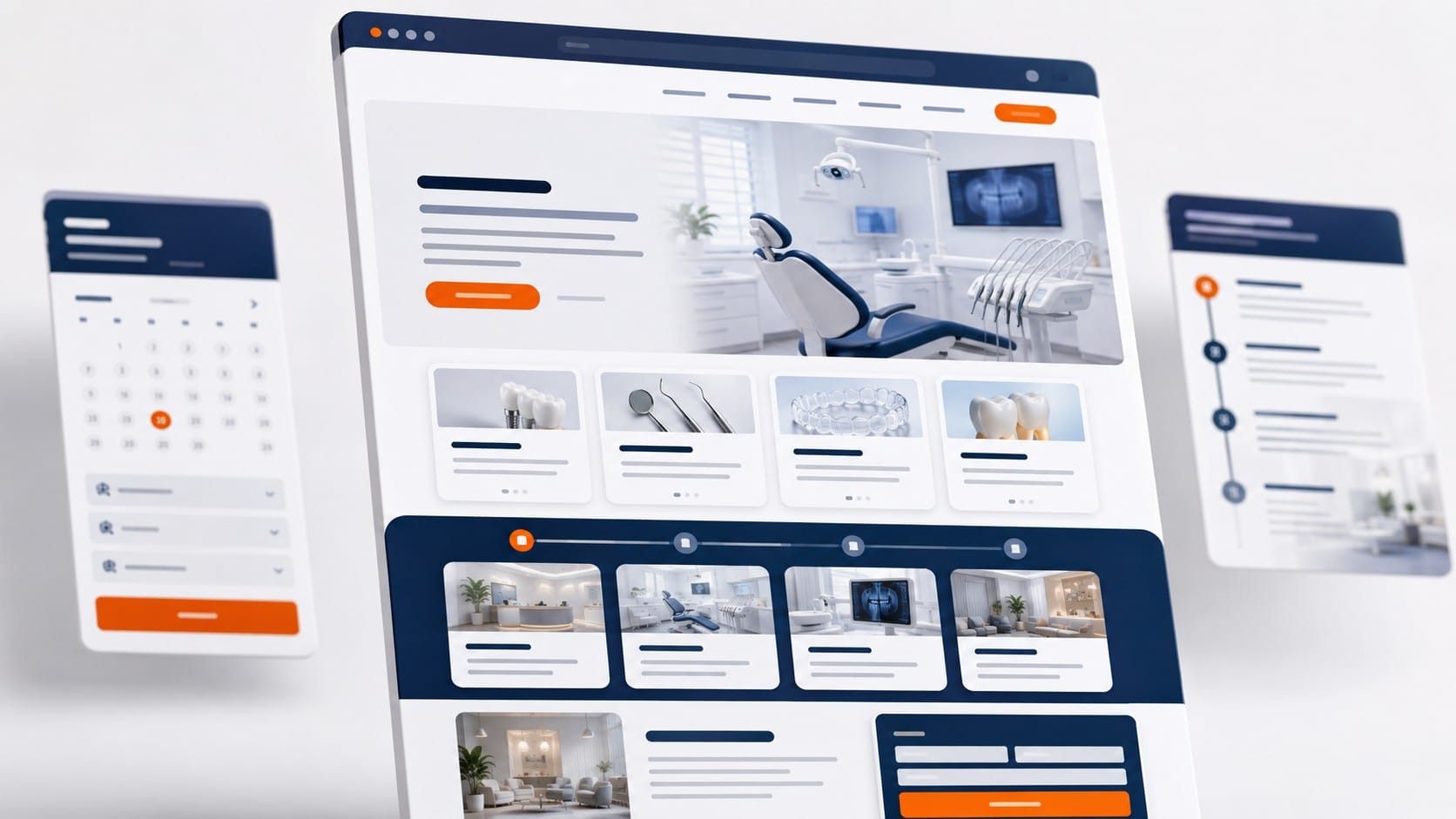 Chirurgien-dentiste consultant les pages du site vitrine de son cabinet dentaire pensé pour le parcours patient