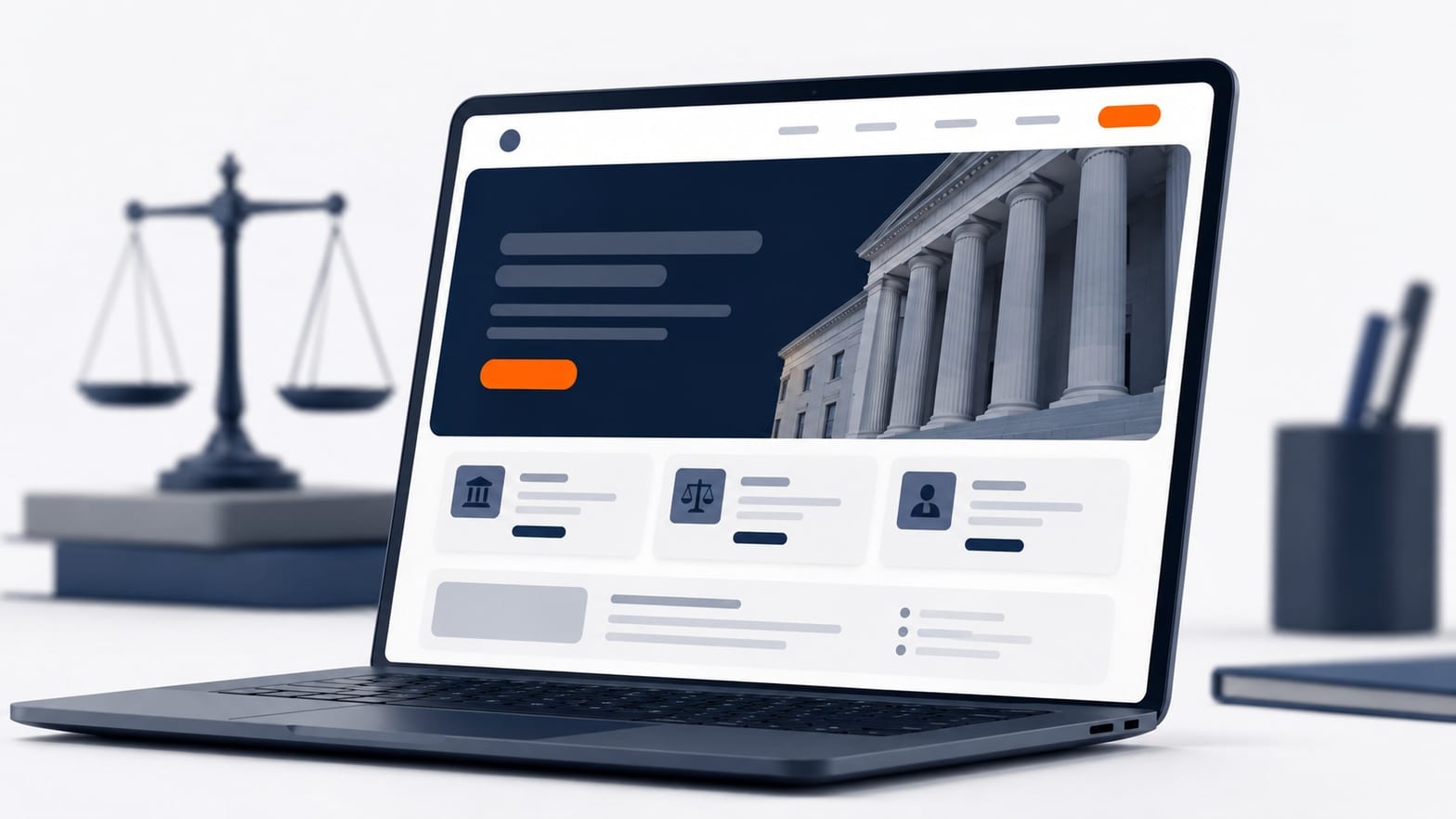 Professionnel réglementé consultant le site internet de son cabinet sur un ordinateur portable