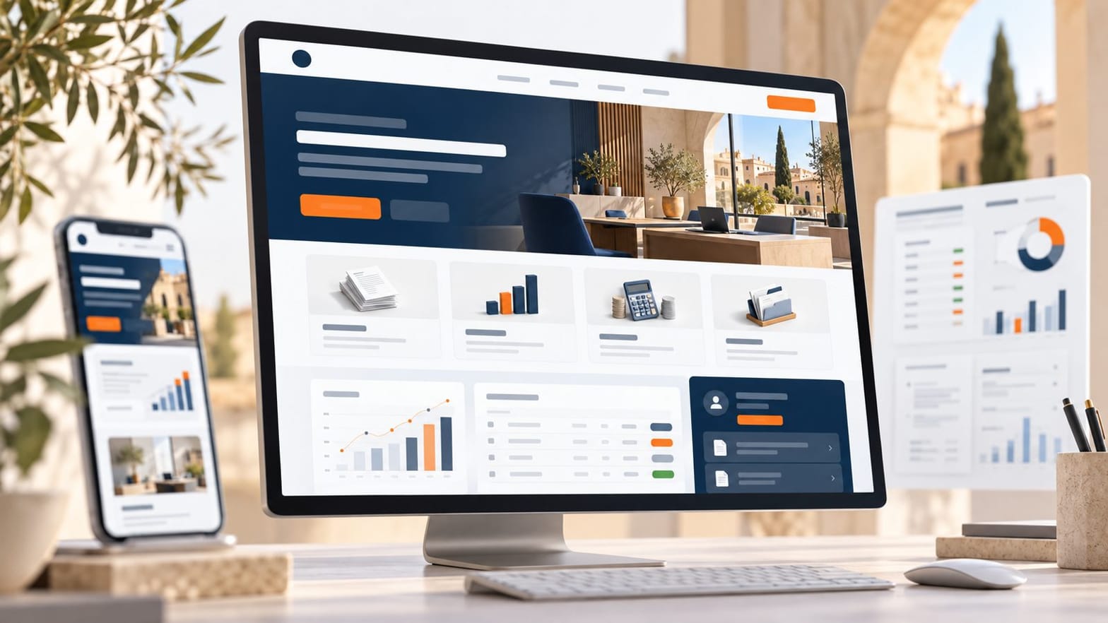 Expert-comptable aixois relisant sur ordinateur portable les pages du futur site internet de son cabinet