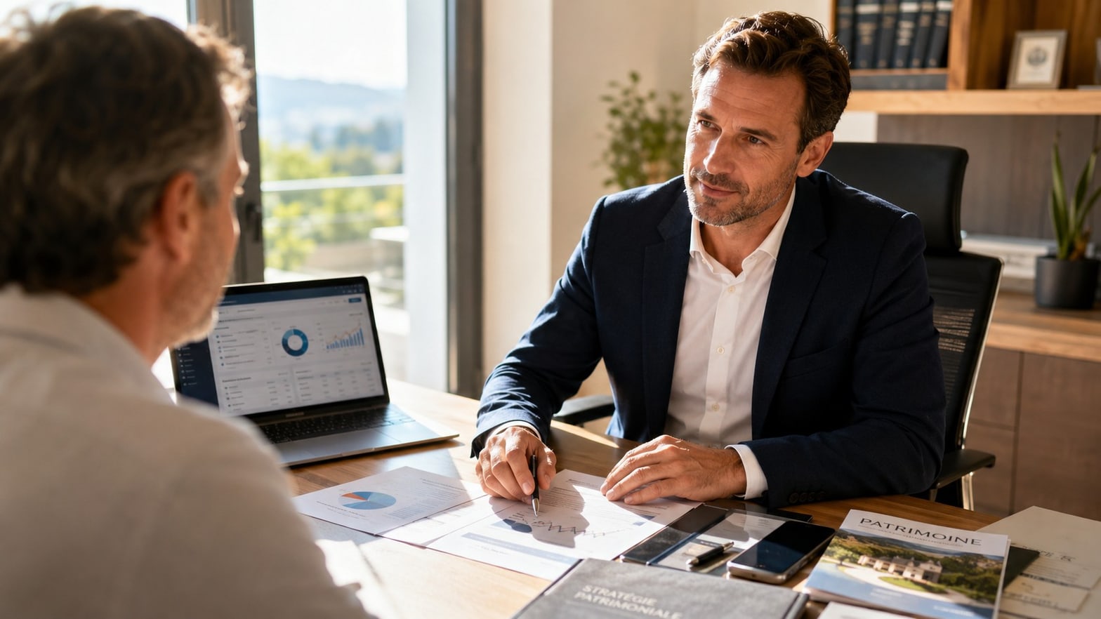 Conseiller en gestion de patrimoine consultant le site internet de son cabinet