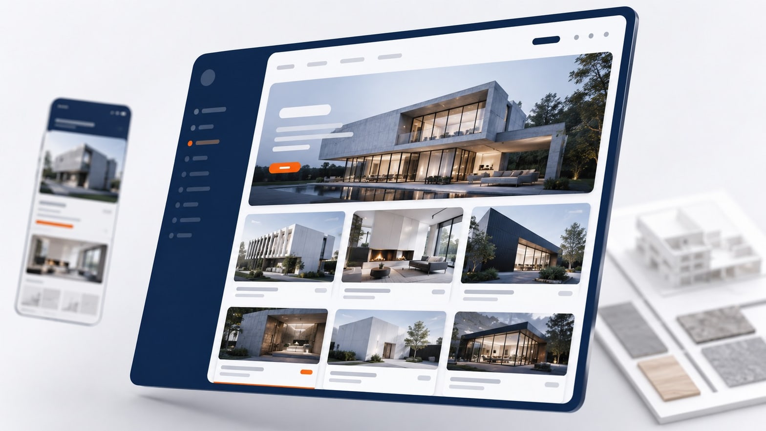 Architecte présentant ses réalisations sur son site web, portfolio de projets conforme au code de déontologie